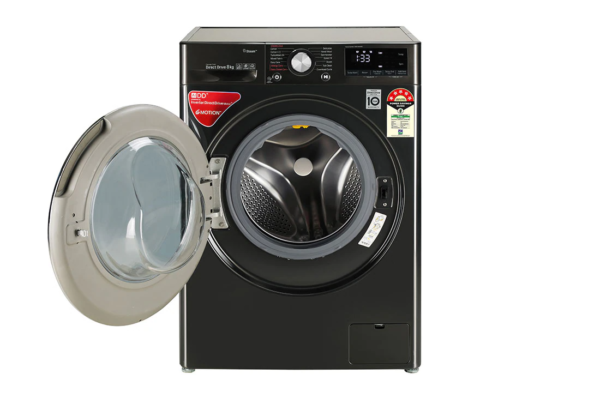 LG FHV1408ZWB front loading washing machine black front open view image