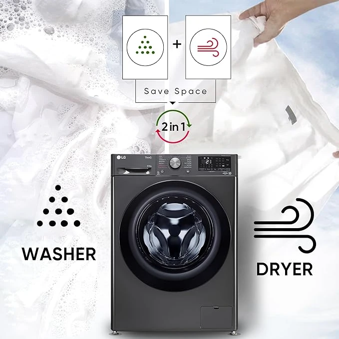 LG 9 Kg (Wash) / 5 Kg (Dry) Ai Direct Drive With Wi-Fi Fully Front Load  Automatic Washer Dryer